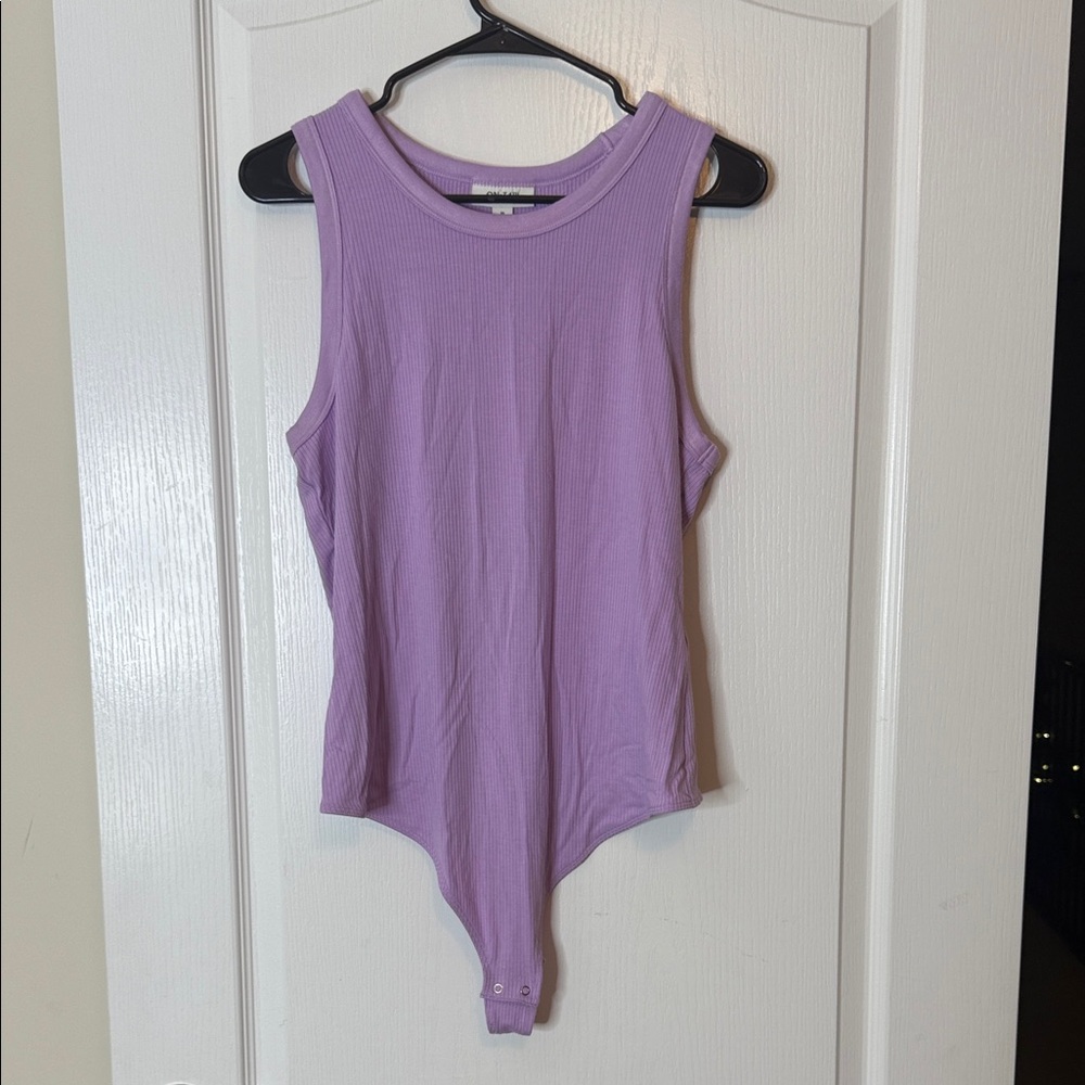 On 34th Sleeveless Ribbed Bodysuit Purple XL